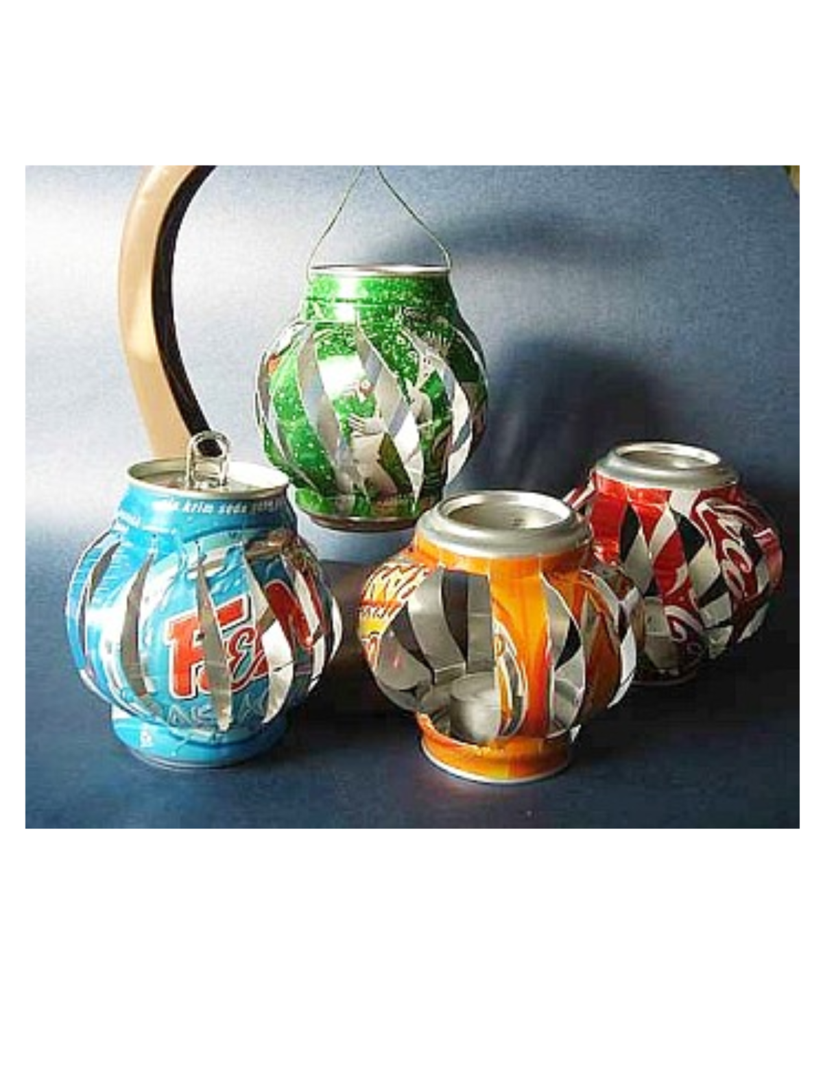 Example picture of soda can lanterns