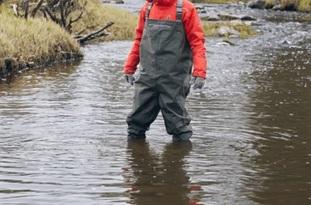 person searching pond