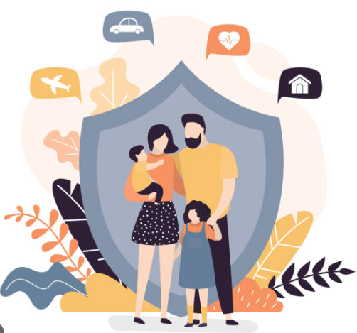 A picture of a family holding each other.