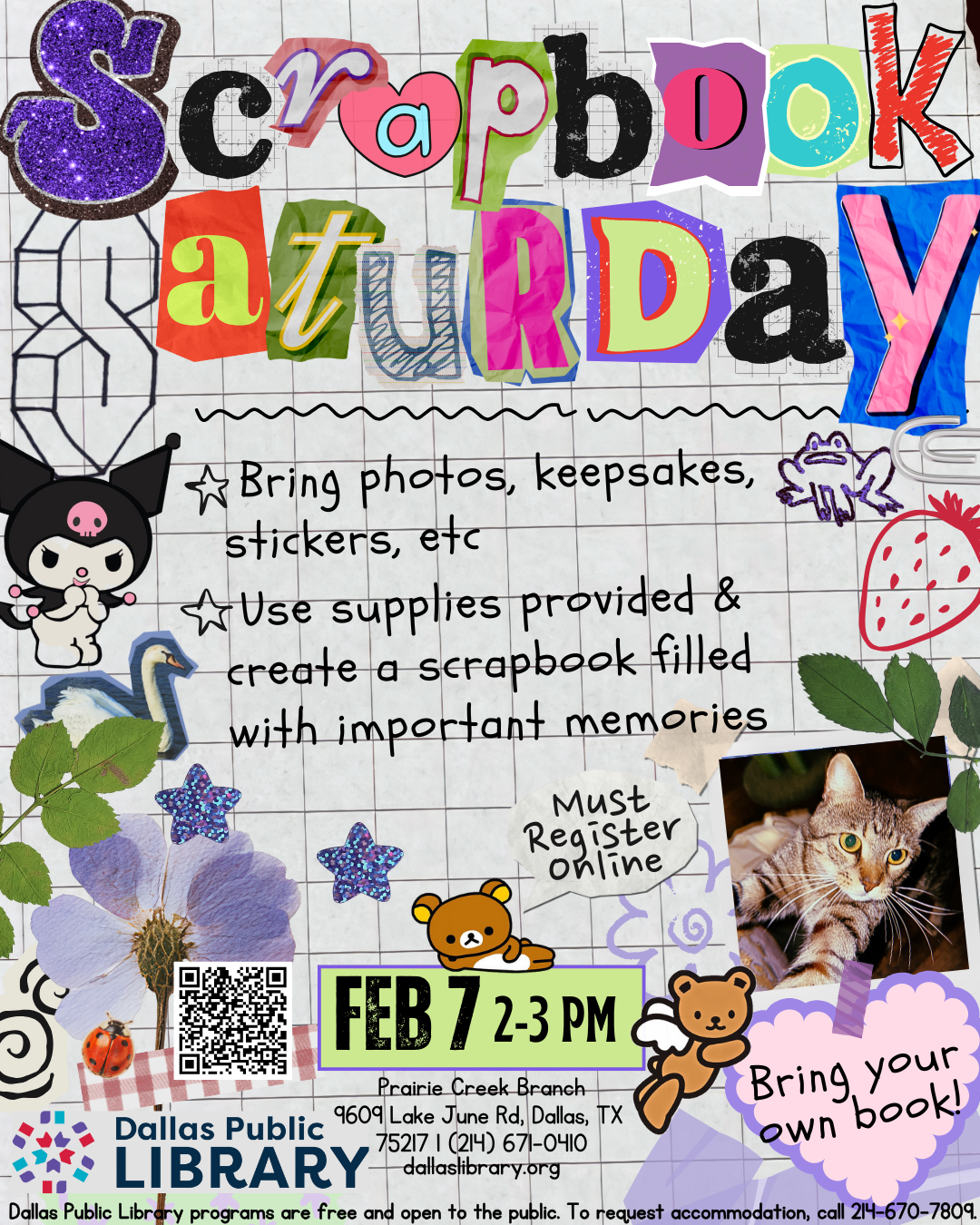 Scrapbook Saturday - Feb 7 2PM-3PM at Prairie Creek Library