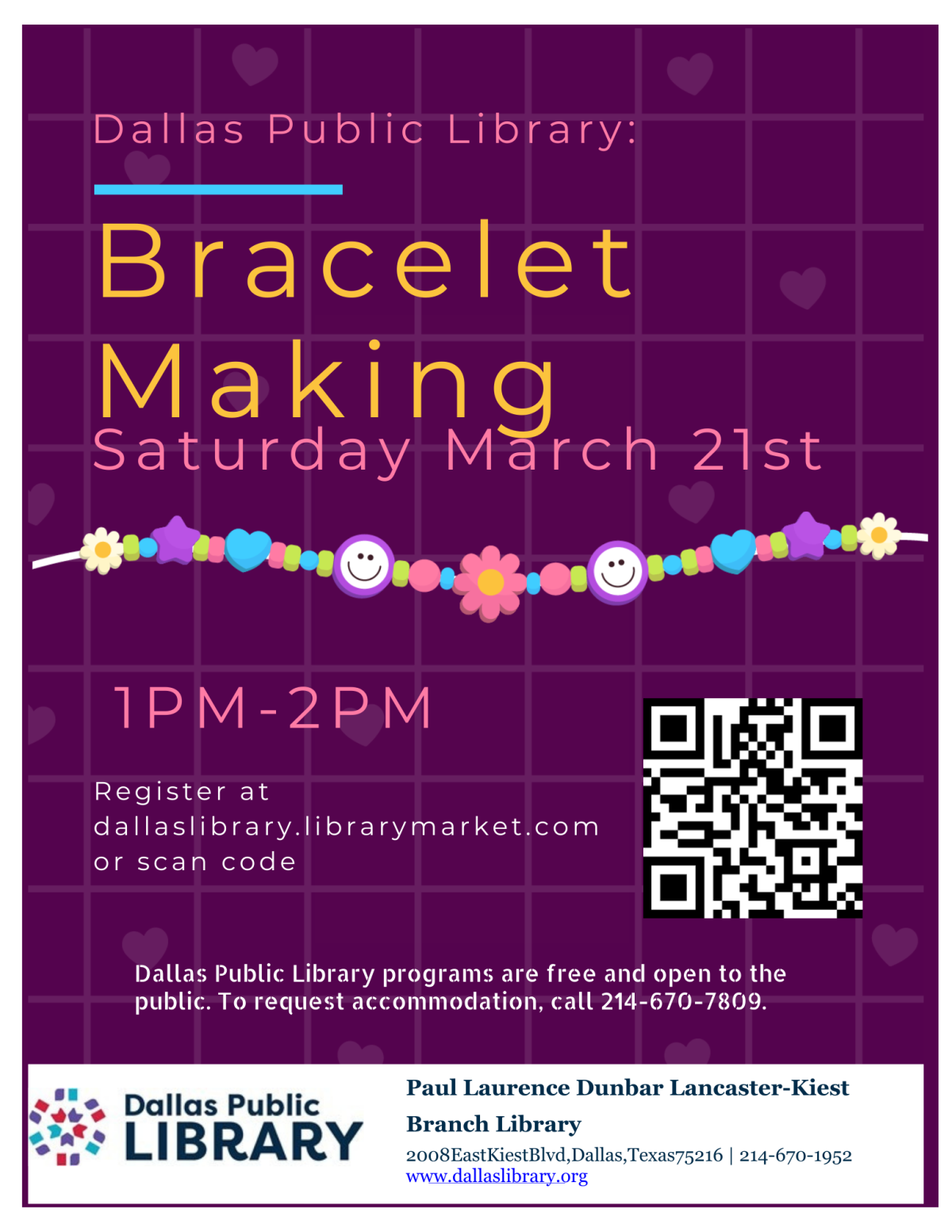 Bracelet Making March 21, 1 to 2 PM