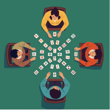 4 people playing mahjong